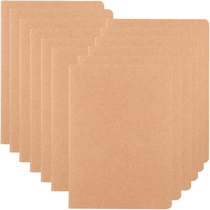 Large College Ruled Notebook Journals Bulk with Thick Lined Paper, 60 Pages, 8.5x11 inch, Composition Diary Subject Notebooks Planner for Travelers Students Office, Kraft Journal Set, 12 Pack