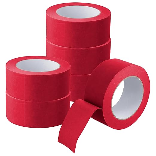 6 Pack Red Painters Tape, 2 inch Wide x 55 Yards Medium Adhesive Masking Tape, Wall Trim Tape for Painting DIY Craft and Renovation Protection (330 Total Yards)