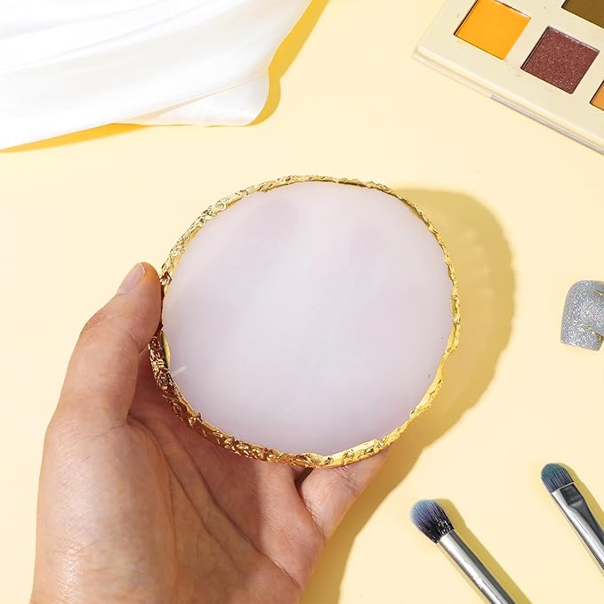 Resin Nail Art Palette, Nail Polish Palette Nail Painting Mixed Color Palette Gilded Edge Nail Art Color Mixing Tray DIY Nail Gel Makeup Display Board Pallet for Nail Art