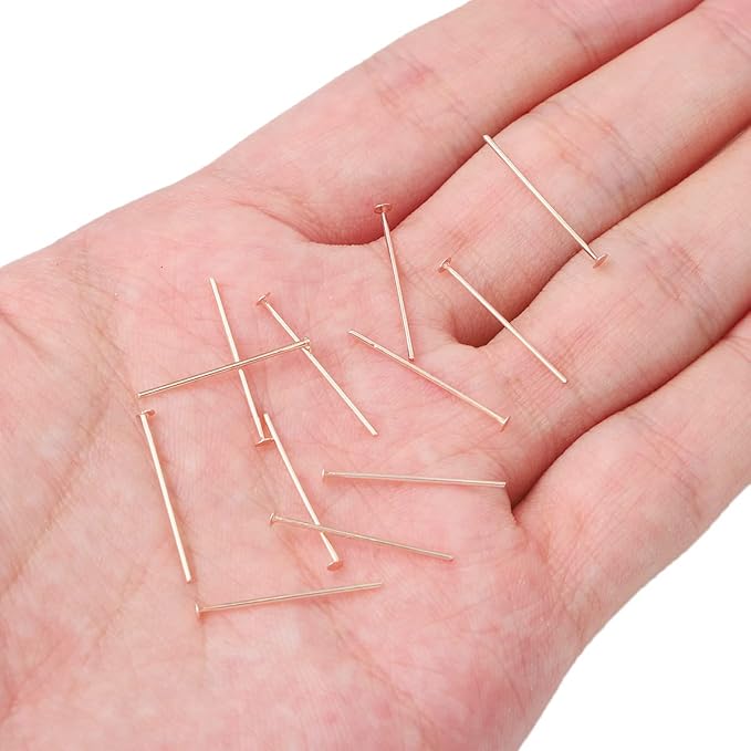 Rose Gold Plated Flat Head Pins Non Tarnish 20mm 300pcs for Jewelry Making Findings