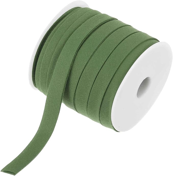 MECCANIXITY 2/5 Inch Double Fold Bias Tape Continuous Bulk Bias Tape for Sewing, Seaming Quilting Hemming Binding Crafts (Light Green 25 Yards)