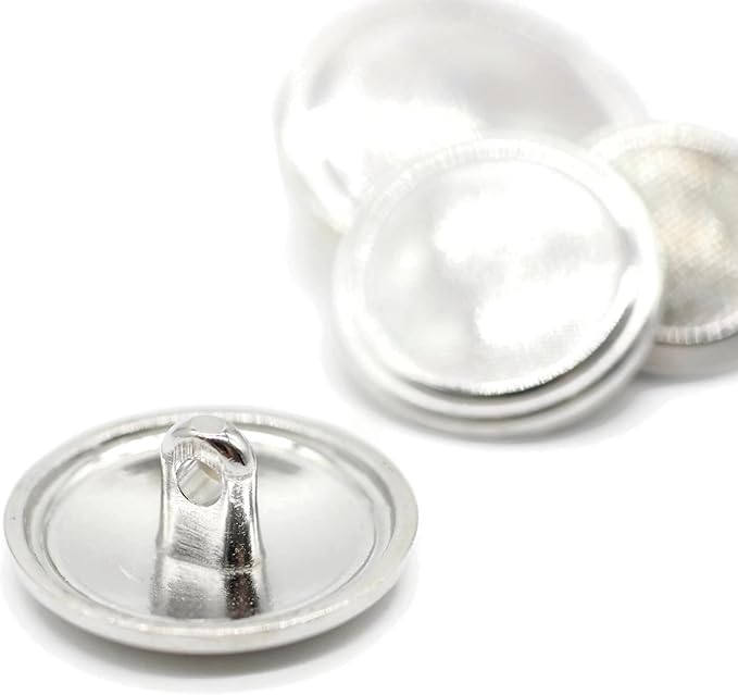 Silver Metal Shank Buttons - 12 Pcs - 4 Size Options - Striped Flat Round Metal Shank Buttons for Men Women Blazer Coat Uniform Shirt Suit and Jacket Sewing Craft DIY N8304