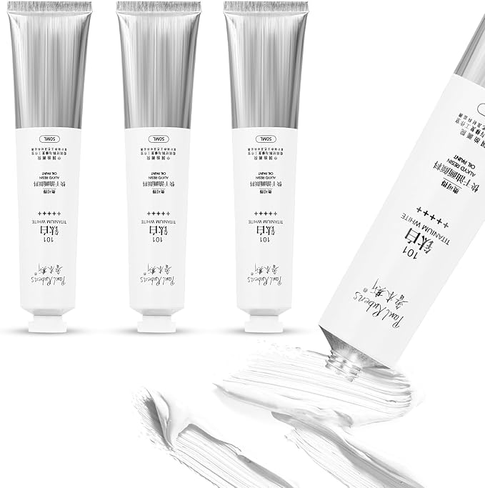 Paul Rubens Titanium White Oil Paint, 3 * 50ml Oil Colors with High Saturation, Large Capacity Tubes, Faster Drying Time with Creamy Texture and Consistency for Artists, Students, Beginners