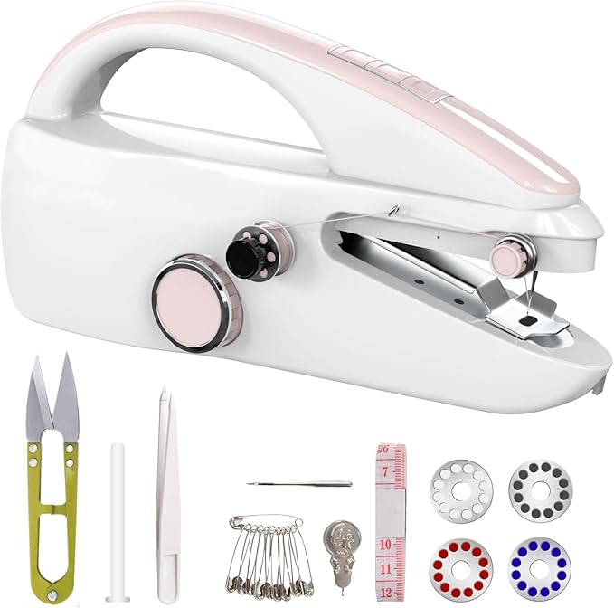 Handheld Sewing Machine, Portable, Mini Sewing Machine, Easy to Use, Fast Sewing Speed, Suitable for Sewing Clothes, Fabric, DIY Home Machine for Beginners.(Pink)