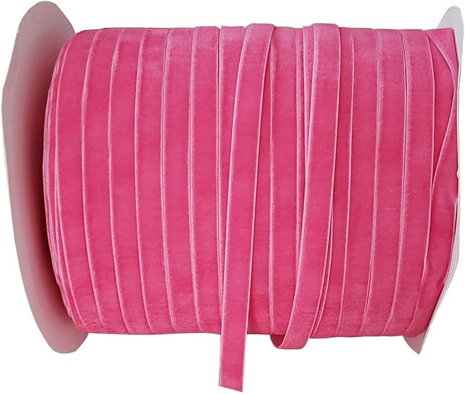 10 Yards Velvet Ribbon Spool (Dark Pink, 3/8")