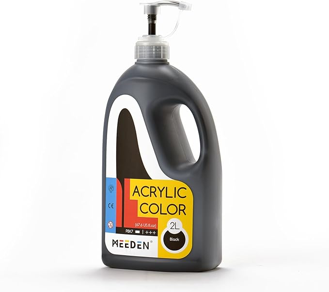 MEEDEN Black Acrylic Paint: Extra-Large 2L /67 oz Black Liquid Paint - Perfect for Acrylic Poured Paintings, Studio, Art Class, Wall Painting & Painting Party