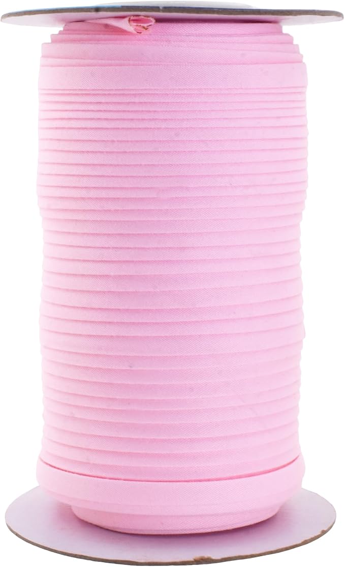 Mandala Crafts 55 Yards 1/4 Inch Light Pink Double Fold Bias Tape for Sewing - Bias Binding Tape for Quilting Binding, Hemming, Seam, and Fabric Piping
