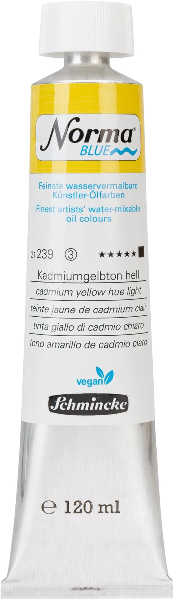 Schmincke - NORMA® Blue, 21239012, finest water-based artist oil paints, highly pigmented, lightfast, vegan, light cadmium yellow, 120 ml