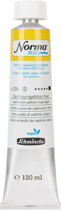Schmincke - NORMA® Blue, 21239012, finest water-based artist oil paints, highly pigmented, lightfast, vegan, light cadmium yellow, 120 ml