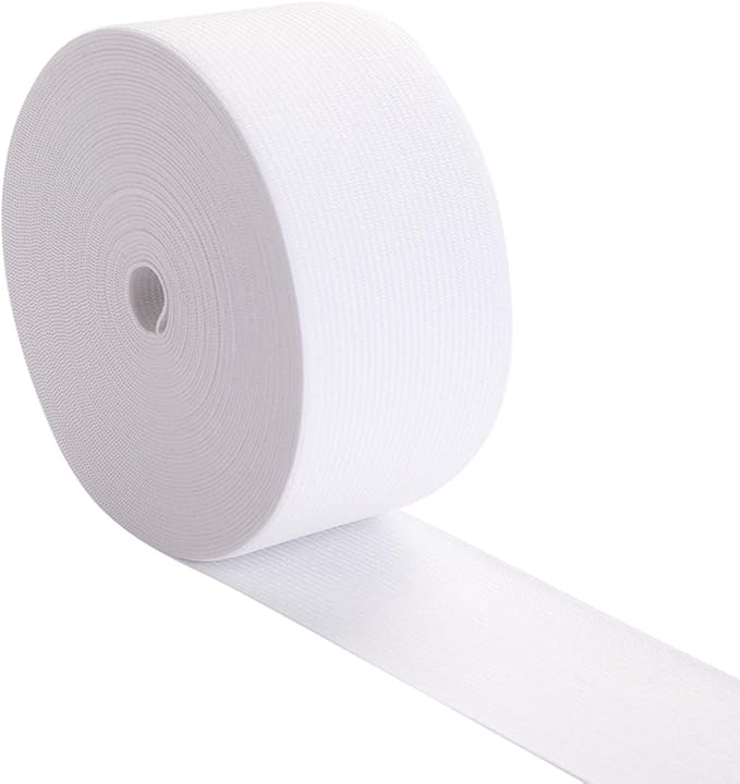 2 Inch by 10 Yard White Heavy Stretch High Elasticity Elastic Spool Knit Elastic Bands for Sewing