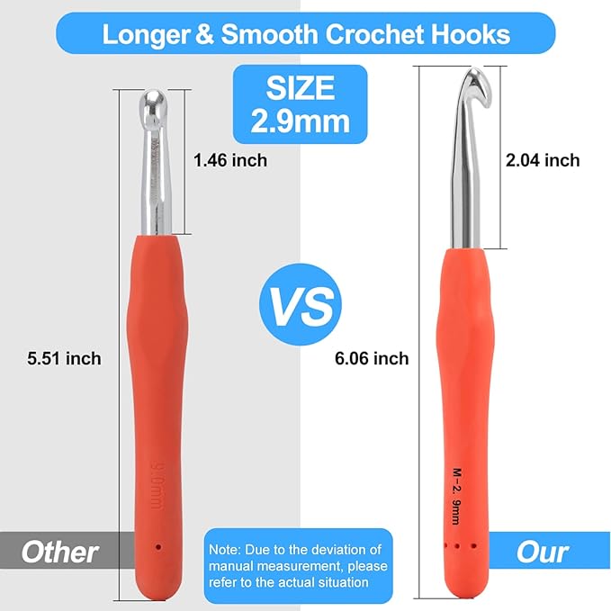 Vodiye Professional Extra Long 9mm Crochet Hooks, Ergonomic Handle Set for Beginners and Experienced Lovers