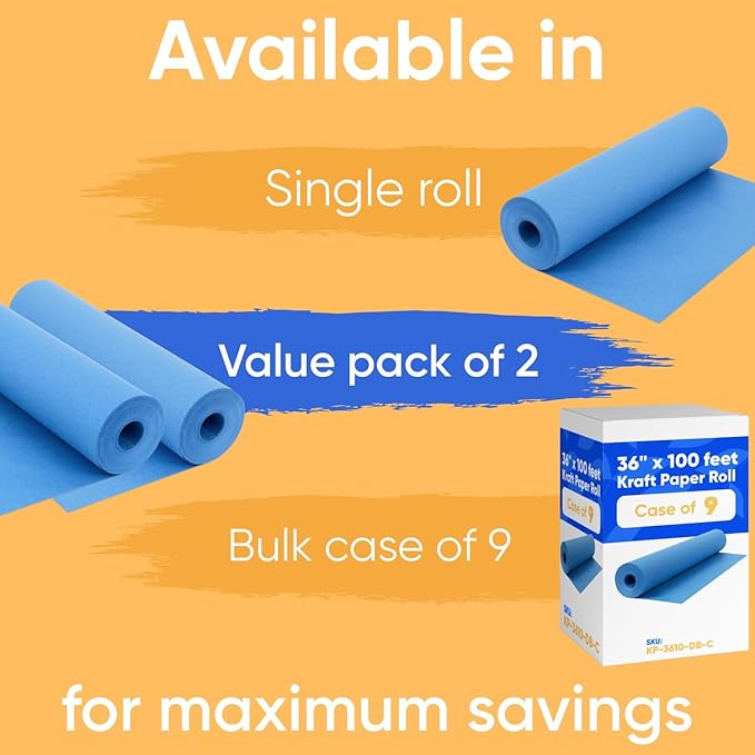 36" x 1200" (100 ft) Dark Blue Kraft Paper Roll (Value Pack of 2), 45 lbs Thickness, Made in USA Colored Kraft Paper for School, Bulletin Board - Odorless, Non-Toxic, Safe for Kids