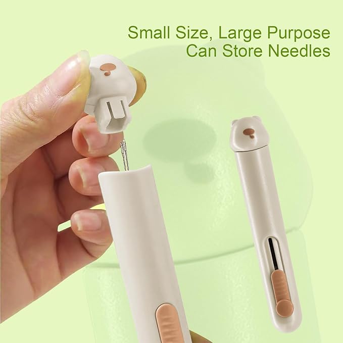 FLONSA 2 PCS Automatic Needle Threaders, 3 in 1 Seam Ripper Upgraded Stretchable Needle Threader for Hand Sewing Cross Stitch(Yellow)