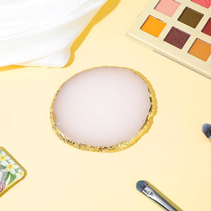 Resin Nail Art Palette, Nail Polish Palette Nail Painting Mixed Color Palette Gilded Edge Nail Art Color Mixing Tray DIY Nail Gel Makeup Display Board Pallet for Nail Art