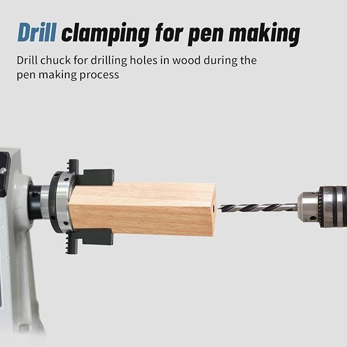 Dedicated Pen Drilling Lathe Chuck 3-1/4-inch 2-Jaw,Pen Blank Drilling Chuck with 1" X 8TPI Direct Thread,Pen Blank Chuck for Woodturning