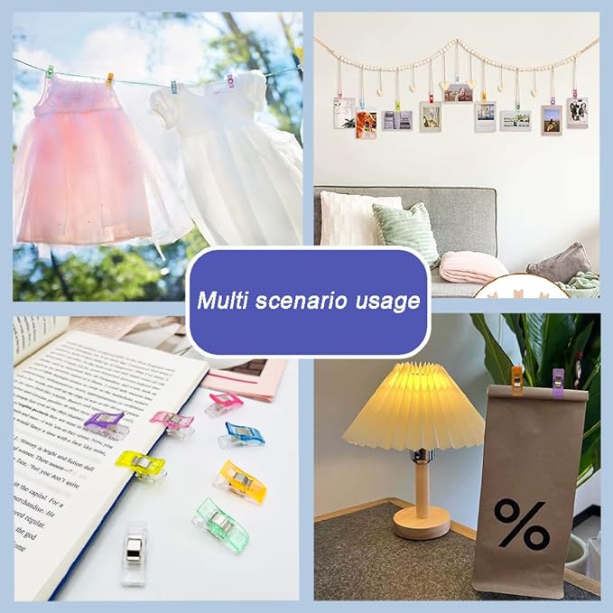 Quilting Clips and Sewing Fabric Clips, KOLUPA 200 Pcs Plastic Embroidery Clips with Storage Box, Multipurpose Crafting Tools Supplies and Accessories (Assorted Colors)