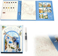 Creative Stress Relief Kit, 3-Fold Watercolor Painting Pad with Coloring Pages, Relaxation Art Set for Beginners and Hobby Artists, Portable Aquarelle Painting Book (F Set)