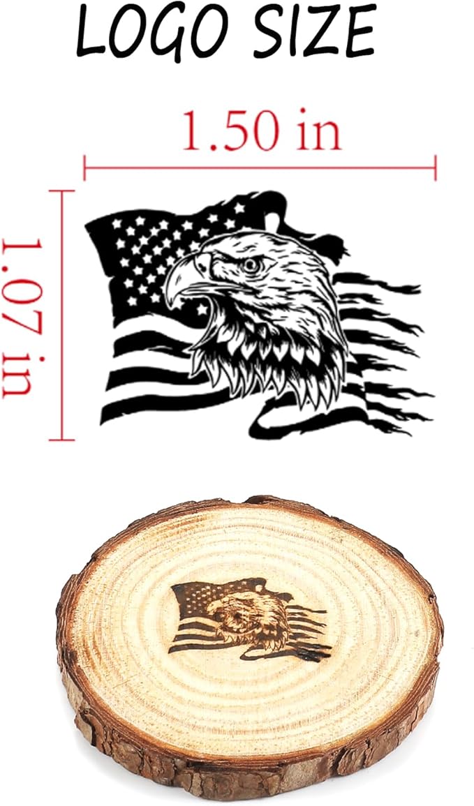 AIMOADO American Flag Branding Iron, 1 1/2" Brass Branding Iron Stamp for Hats Wood Leather