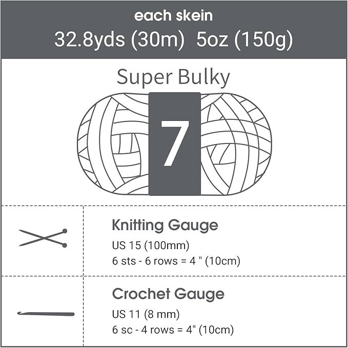 HOMBYS Chunky Chenille Yarn for Hand Knitting - 4 Cream + 4 Light Grey, Fluffy Soft Jumbo for Crocheting, Super Bulky Big for Chunky Blanket, Large Thick Arm Knitting, 8 Pack Plush
