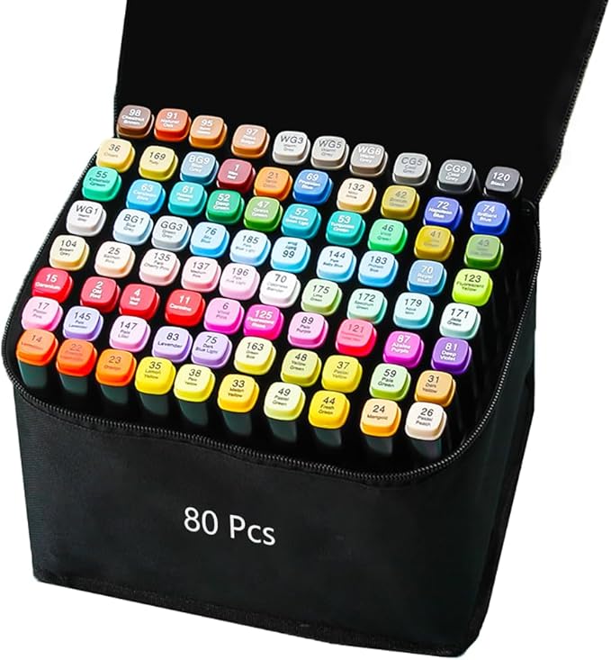 80 Colors Alcohol Markers Art Markers for Kids and Adult Drawing Marker Dual Tip Coloring Painting Perfect for Boys Girls Students Gift