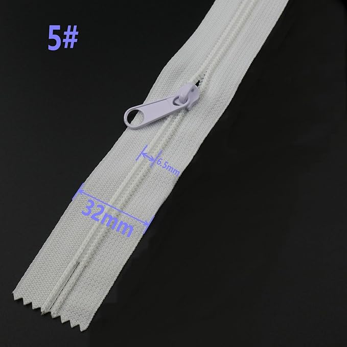 Leekayer #5 6 Inch White Nylon Zippers Bulk 6PCS 15.24 CM Zipper for DIY Tailor Sewing Craft Bag,Luggage,Dress,Sofa Cushion,Pillow Bed Covers (White)