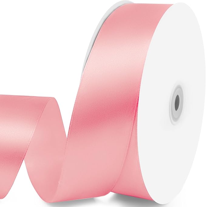 1-1/2" x 100 Yards Satin Ribbon - Wide Silk Rose Gold Ribbon with Spool - Ideal for Gift Wrapping, Floral Bouquets, Crafts, Wedding Party Decorations, Christmas and Sewing Projects