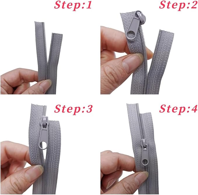 MebuZip #3 Nylon Coil Zippers by The Yard Bulk Zipper Roll Zipper Tape 10 Yards with 25pcs Pulls for Sewing Tailor DIY Craft Bags Pillows (Grey 10Yards)
