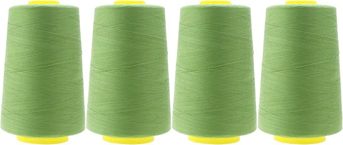 Mandala Crafts 4 Pack of Serger Threads Cones Spools - 40S/2 24000 Yards Polyester Sage Green Threads for Sergers Machine and Overlock Quilting Sewing Machine