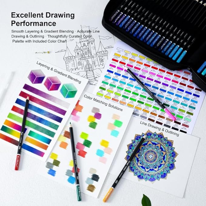 120 Colored Pencils for Adult Coloring Books – 120 color pencils set, 3-Color Sketchbook, Coloring Book, Tools, Soft Core Oil Based,Blending Shading,Art Supplies for Beginners & Adults