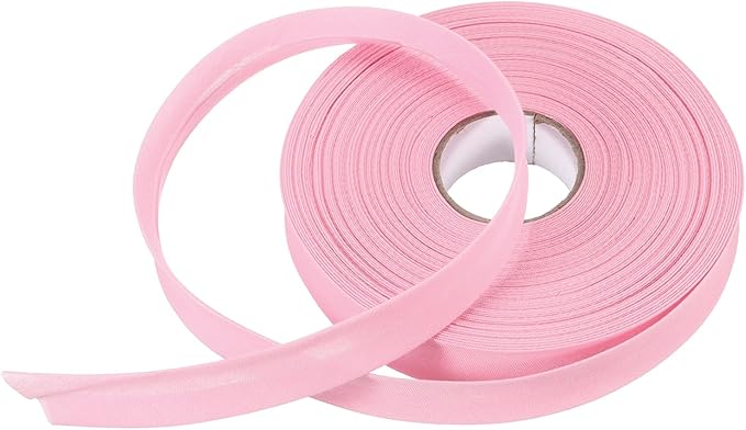 MECCANIXITY 3/4 Inch Single Fold Bias Tape Polyester Continuous Bulk Bias Tape for Sewing, Seaming Quilting Hemming Binding Crafts (Pink 25 Yards)
