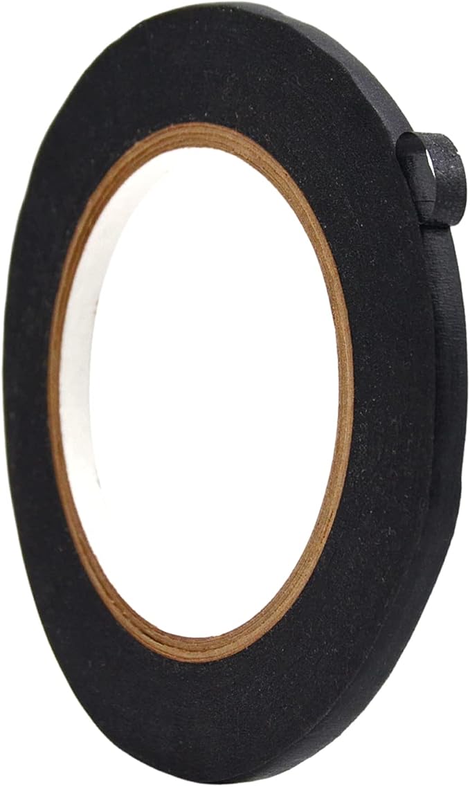 WOD MTC5 Colored Masking Tape, Black, 1/4 inch x 60 yds. Colorful Teacher Painters Tape for Fun DIY Art & Crafts, Lab Labeling, Writable & Classroom Decorations