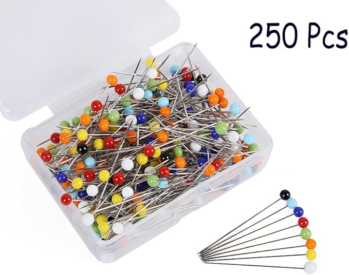 250 Pcs 1.5 Inch Multi-Color Sewing Pins Ball Glass Head Pins Straight Quilting Pins for Dressmaker, Jewelry DIY Decoration, Craft and Sewing Project