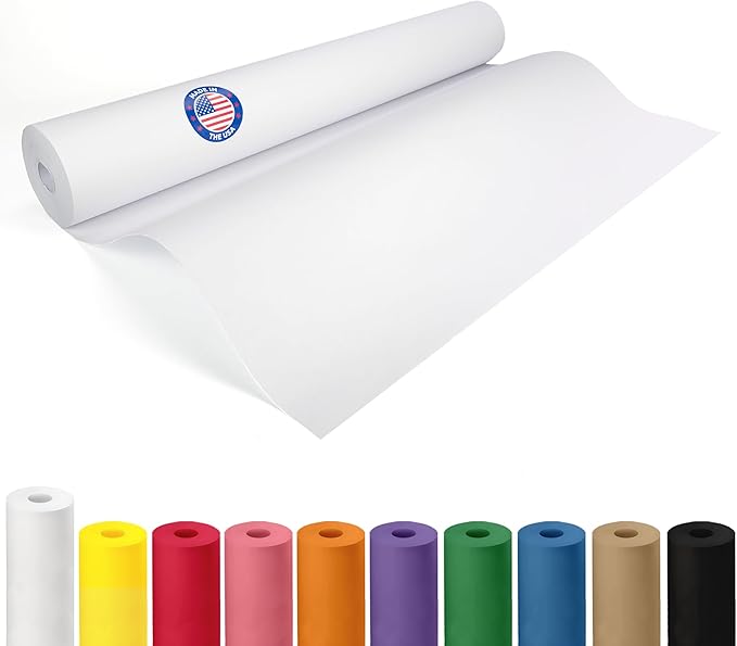 Extra White Offset Kraft Paper Roll 24" x 2160" (180 ft) – USA-Made 50lb Premium Eco Paper, Brighter-Than-Standard White – Ideal for Packing, Wrapping, Arts & Crafts, School Projects by IDL Packaging