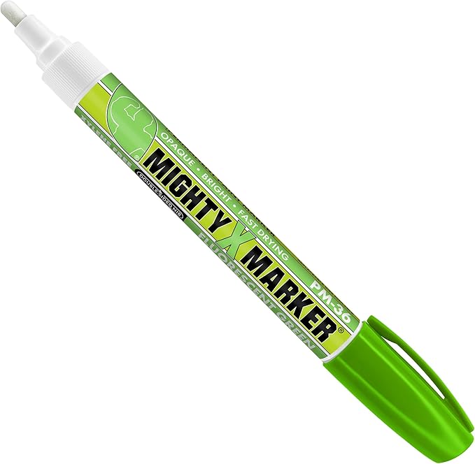PM-36 Paint Marker, 2.3mm Bullet Tip, Permanent & Waterproof, DIY Crafts, Drawing, Glass, Ceramic, Stone, 6 Bonus Reversible Tips, Made in USA, Fl. Green 6 Pack
