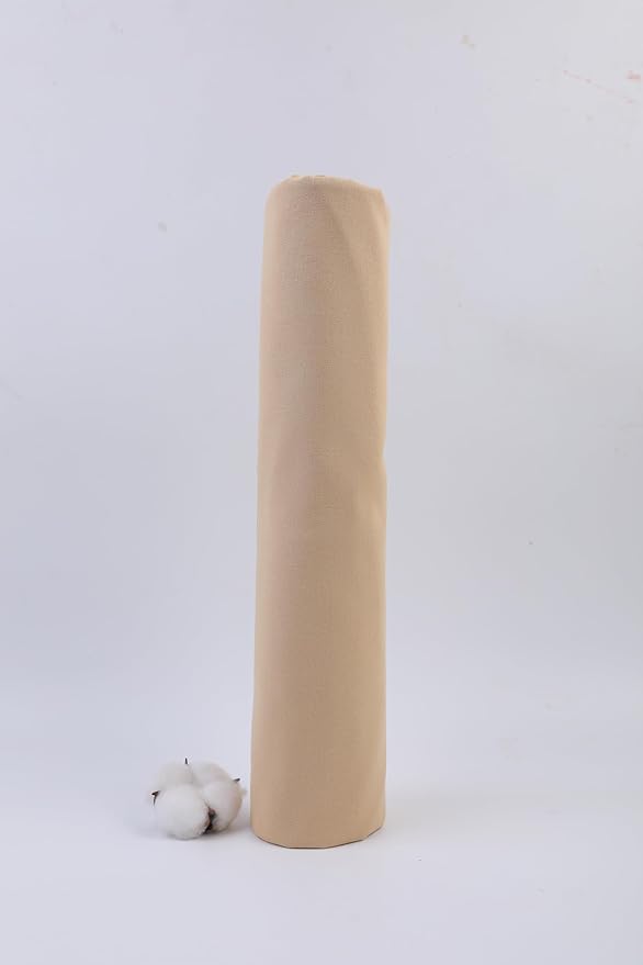 Beige Cotton Fabric for Sewing 59 Inch Wide Natural 100% Cotton Poplin Fabric by The Yard Soft Embroidery Cotton Material Apparel Cloth (Beige, 1 Yard)