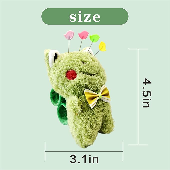 Lovely Frog Wrist Pin Cushion Kit for Sewing with 50 Cute Bird Needles,Including Threader, Thimble ＆Tape Measure for Hand Sewing Cross Stitch Craft Knitting Quilting.