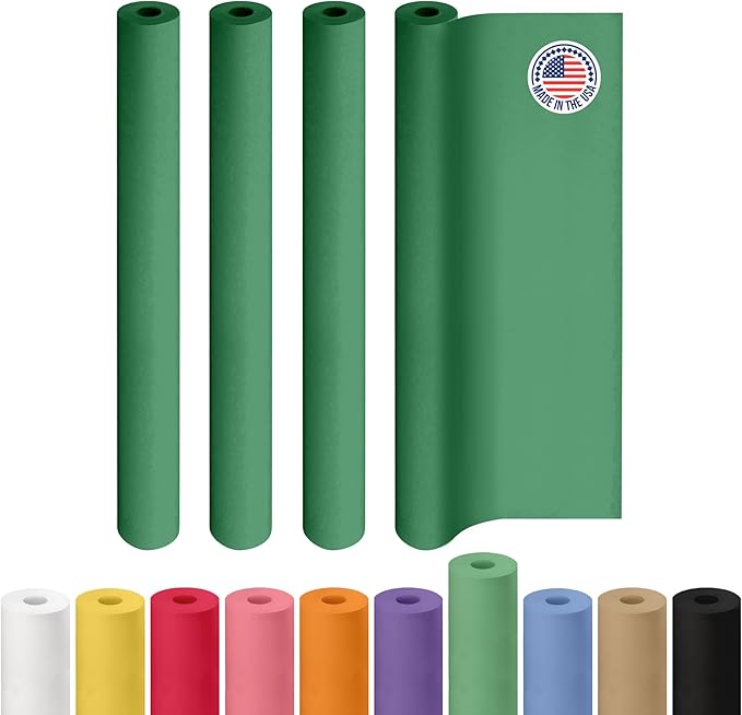 48" x 1200" (100 ft) Green Kraft Paper Roll, Pack of 4 - USA-Made Quality Craft Paper for Gift Wrapping, Kids' Arts & Crafts, School Projects - 100% Recycled, 50 lb Natural Material by IDL Packaging
