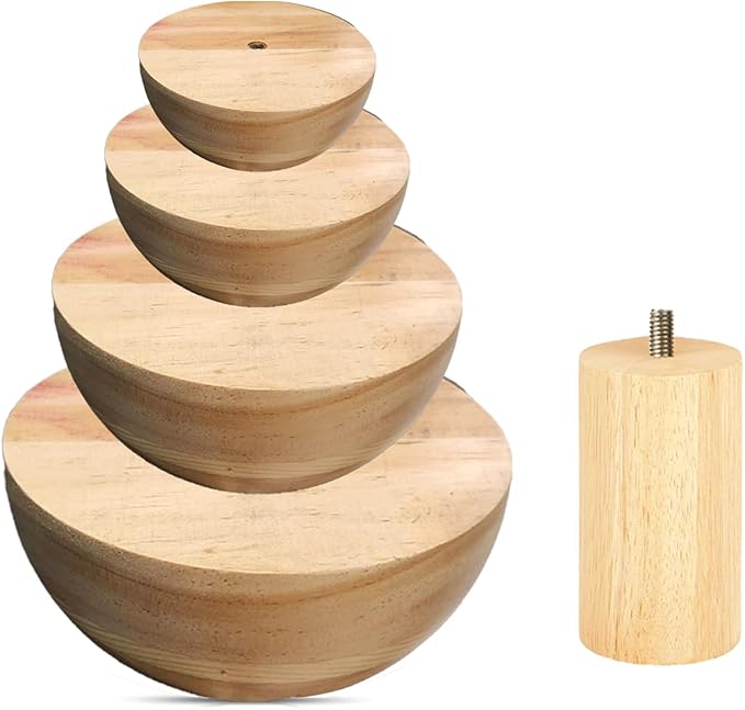 Wooden Pottery Clay Molds Set, Pottery Tools with Handle for Ceramic Top Forms DIY Bowls Plate Dish Slump Press Art Making, Small (3.5'' 4.5'' 5.5'' 6.5'')