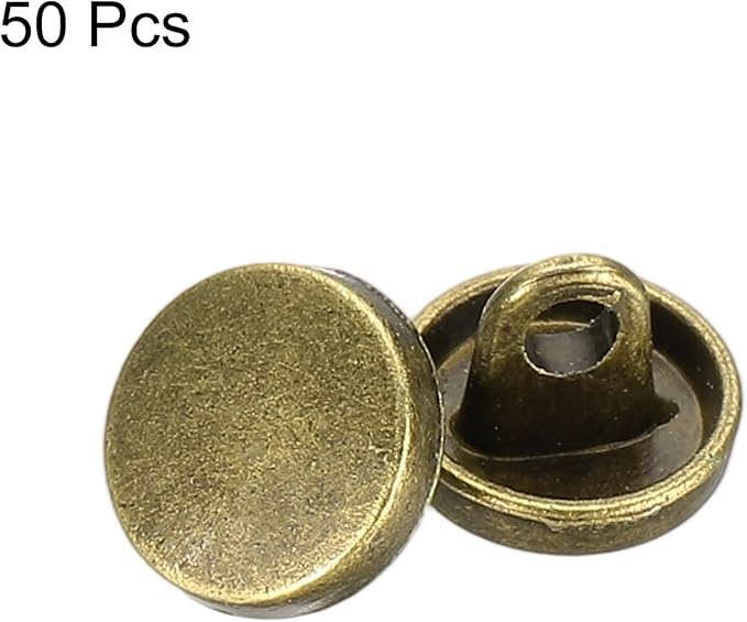 HARFINGTON 50pcs 14L Metal Round Flat Sewing Buttons 9mm Alloy Shank Craft Replacement Button for Men Women Suit Woolen Coat Shirt Trousers Sewing Crafts, Bronze