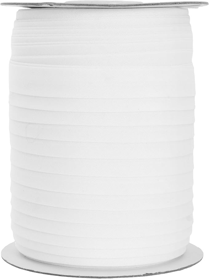 Mandala Crafts 55 Yards 5/8 Inch White Double Fold Bias Tape for Sewing - Bias Binding Tape for Quilting Binding, Hemming, Seam, and Fabric Piping