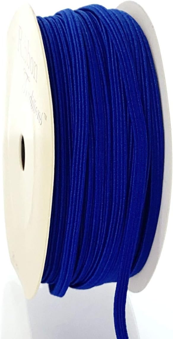 1/8" Width Skinny Elastic Band - Braided Cord - Royal Blue 5 Yards - USA Warehouse