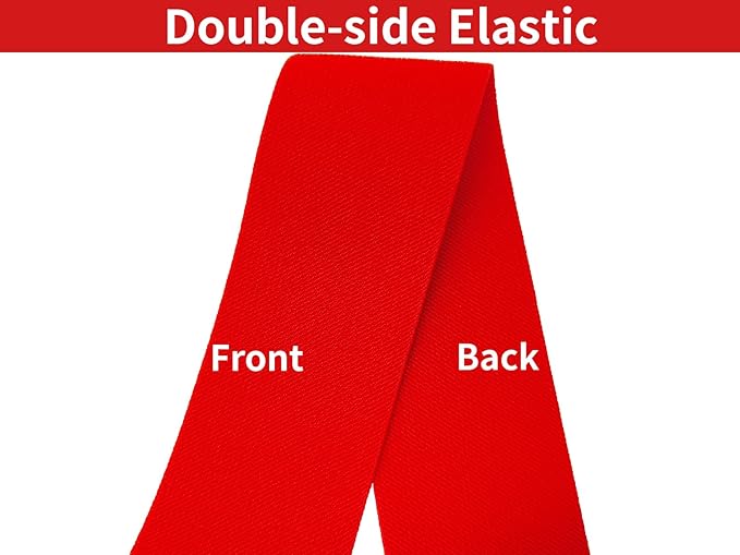 Red Wide Knit Elastic Band for Sewing 3 inch 5yards Double-Side Twill Woven Elastic Heavy Stretch Elastic Spool Band for Sewing Pants Waist-Wigs-Skirts-Craft-DIY Projects (#34)