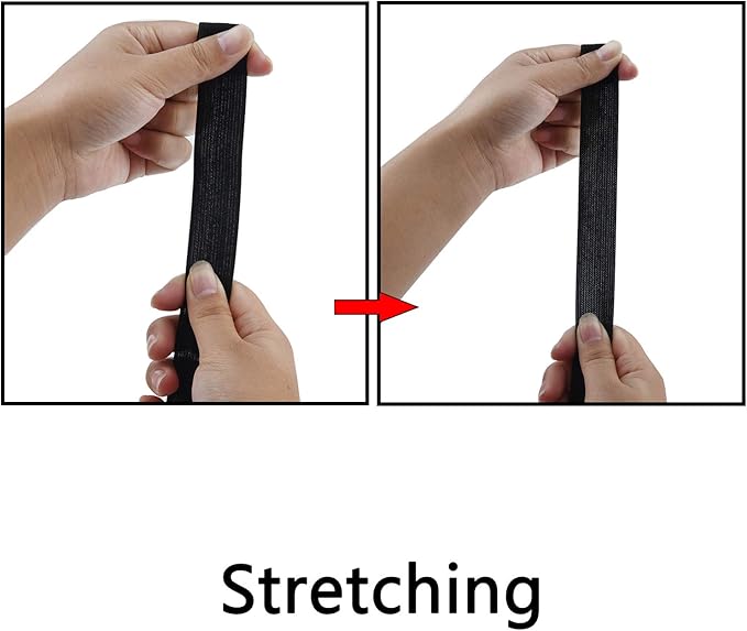 3 Rolls Sewing Stretch Elastic Band Spool, 3/5, 1, 1-1/2 Inch in Width, 5.5 Yards/Roll (Black)