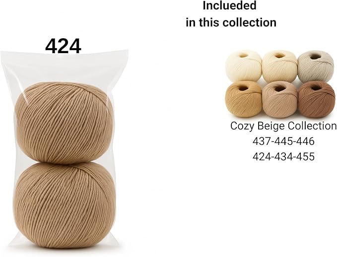 Harmony Cotton Yarn by Yarneverse – 2-Pack Soft Fine Weight (#2) 60% Cotton / 40% Acrylic (50g / 165m Each – Total 100g / 330m) (2, 424)