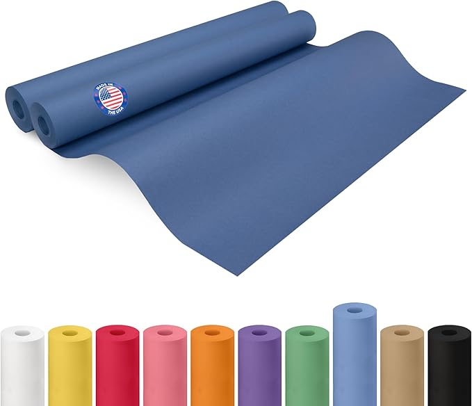 24" x 1200" (100 ft) Blue Kraft Paper Roll, Pack of 2 - USA-Made Quality Craft Paper for Gift Wrapping, Kids' Arts & Crafts, School Projects - 100% Recycled, 50 lb Natural Material by IDL Packaging