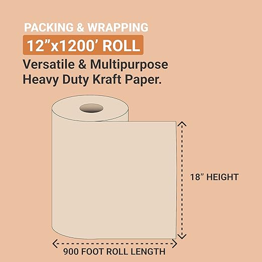 AVIDITI Shipping Paper Rolls Kraft, 18" x 900' 1-Pack | Recycled Paper Roll for Packing, Moving and Storage