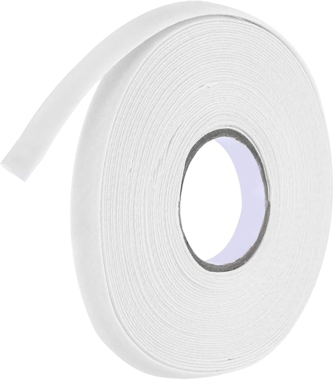 MECCANIXITY 2/5 Inch Double Fold Bias Tape Polyester Continuous Bulk Bias Tape for Sewing,Seaming Quilting Hemming Binding Crafts (White 10 Yards)