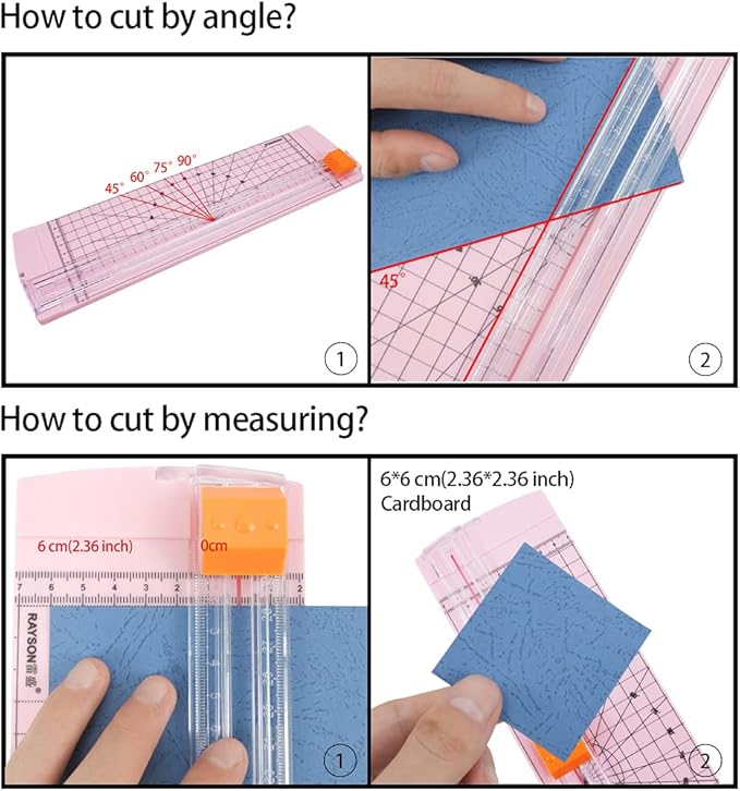 Rayson RC4000P-US Paper Cutter Trimmer, A4 Size (12 inch) Paper Cutter for Coupon, Craft Paper and Photos (Light Pink)