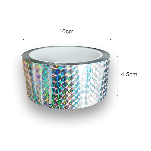 Reflective Crafting Tape, Graphic Glitter Holographic Prism Tape, for Craft Project, DIY Art, Holiday Packing, Wrapping, Keep Birds Away, 1.8 Inches by 55 Yards (Holographic-FG)