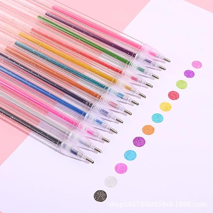 Glitter Gel Pen Set, Glitter Gel Pens for Adult Coloring Books, Gel Marker Set Colored Pen for Drawing & Doodling (Set of 36colors)